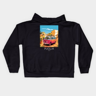 A Pop Art Travel Print of Puglia - Italy Kids Hoodie